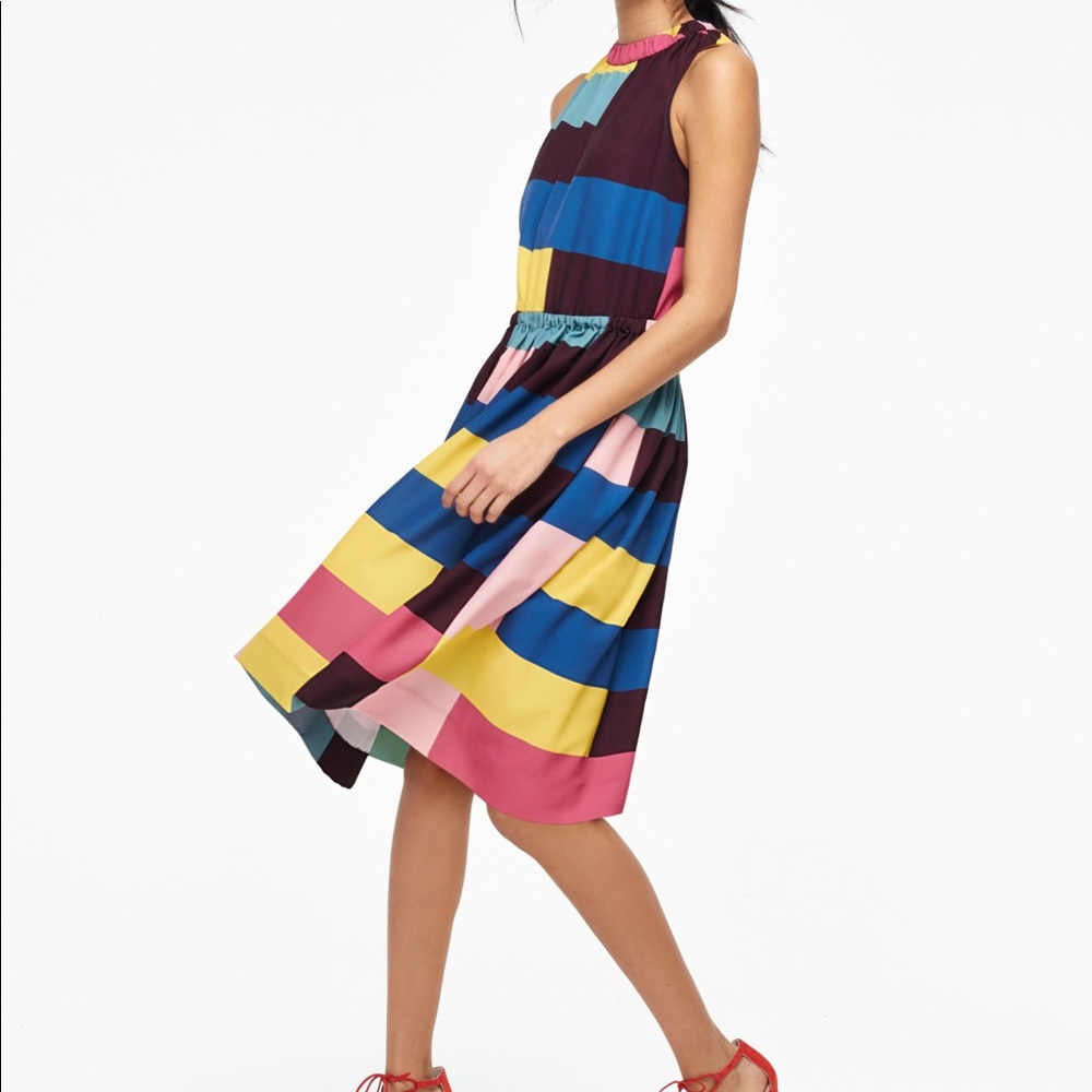 Boden Chic Full Skirt Multi Color Block Dress